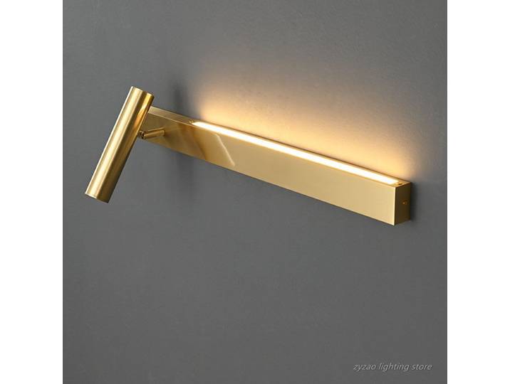 Applique murale en cuivre pour chambre à coucher, lumière de chevet, luminaire à bande, design créatif, luxe, nouveau