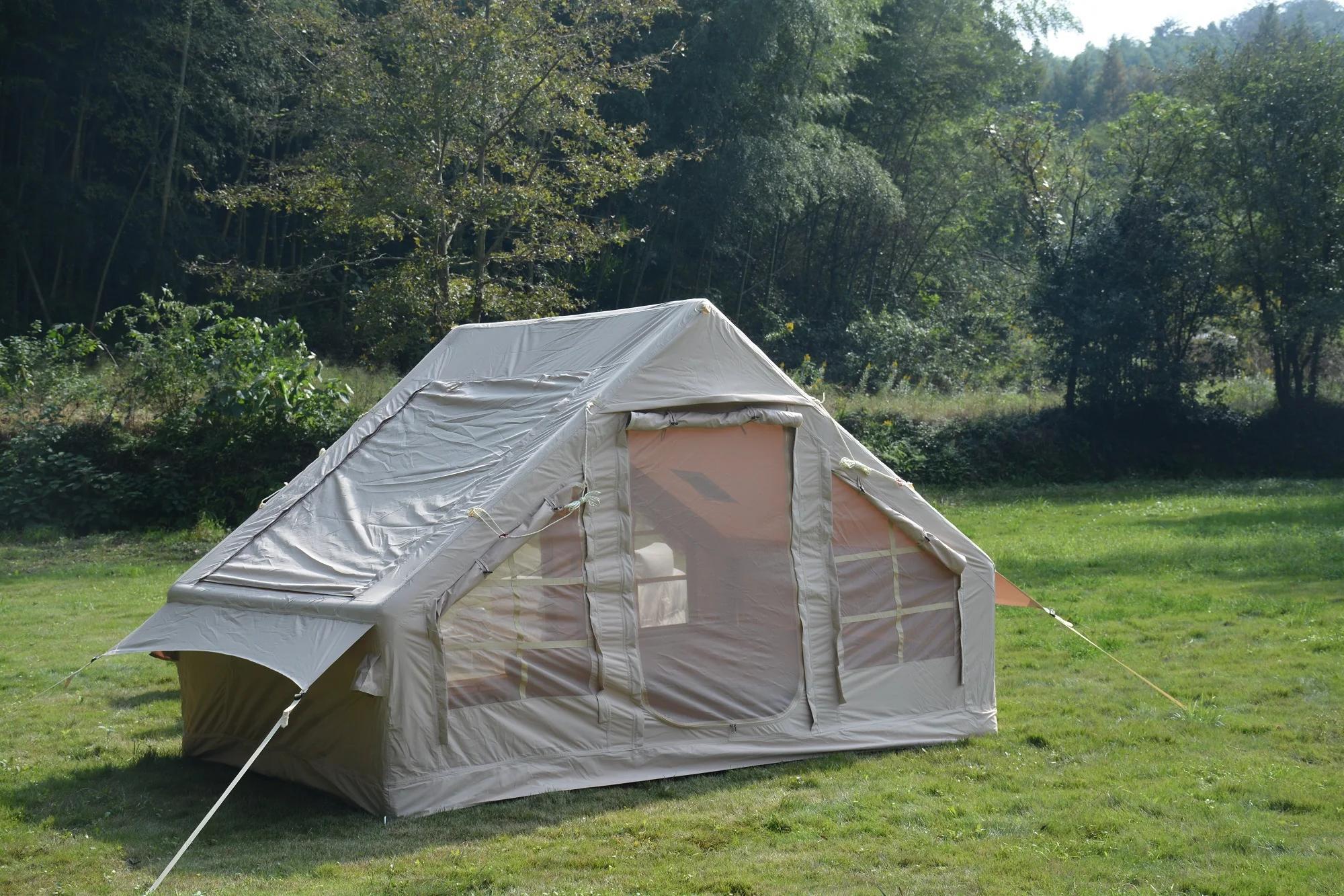 Campingzelt - Familienzelt für 3-4 Personen - Polyester-Canvas - Carbonfaser-Gestänge - 1 Schlafraum - Beige