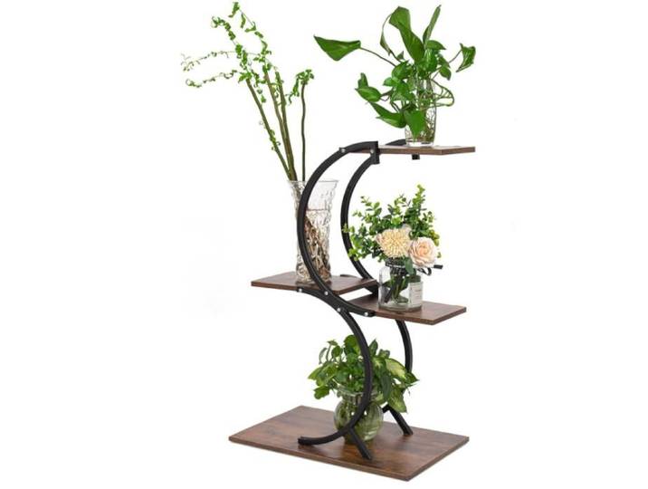 Porte plante interieur 4 Niveaux Support plantes en Métal étagère plante interieur support pot fleurs Salon Balcon Jardin Bureau