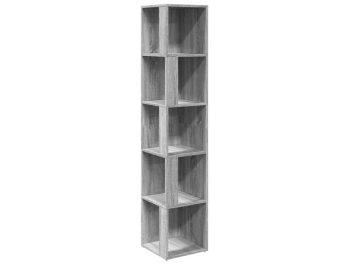 KLGBNCVE Eckregal Grau Sonoma 33x33x164,5 cm Holzwerkstoff 5 Fächer, robuste Konstruktion, Seitenwände, Wandhalterung inklusive, feuchtigkeitsbeständig, einfache Reinigung