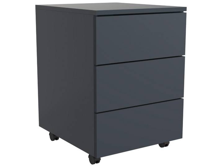 Mid.you Rollcontainer, Anthrazit, 3 Schublade(n) Schubladen, 39x55x45 cm, erweiterbar, griffloses Öffnen, Büromöbel, Schreibtischcontainer, Rollcontainer