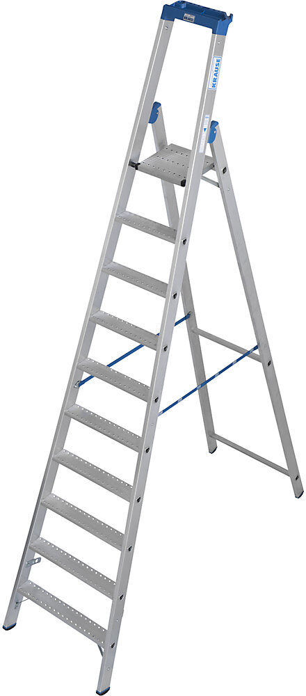 Alu-Stufenstehleiter, mit R13-Rutschhemmung, einseitig begehbar, 10 Stufen inkl. Plattform KRAUSE