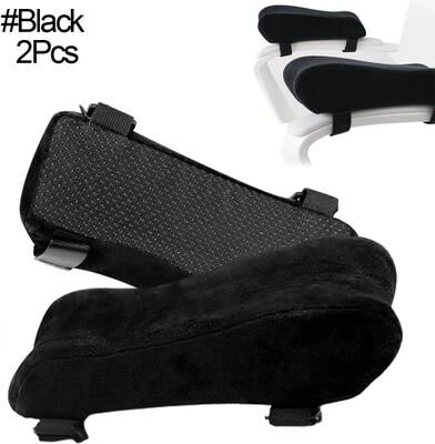 Cozy Casa Charm Office Chair Armrest Pad Elbow Pillow, Memory Foam Cooling Gel Support Cushion For Gaming Chair, Home Office, Desk 2pcs Black