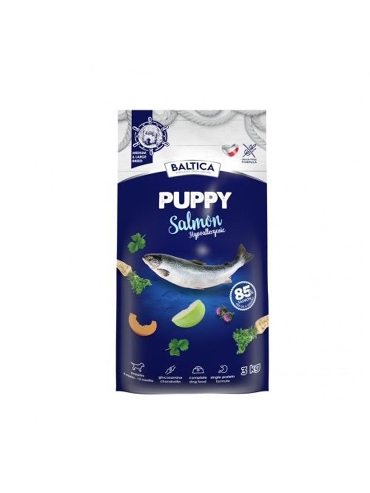 BALTICA Excellent Puppy Salmon Medium and large breeds - Trockenfutter für Hunde - 3kg