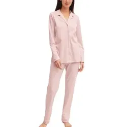 Calida Night Lovers Pyjama With Collar Rosa Baumwolle Medium Damen