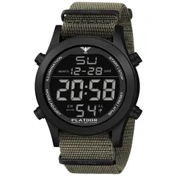 KHS PLABSD.NSGO Armbanduhr Platoon Digital Olivgrün/Schwarz