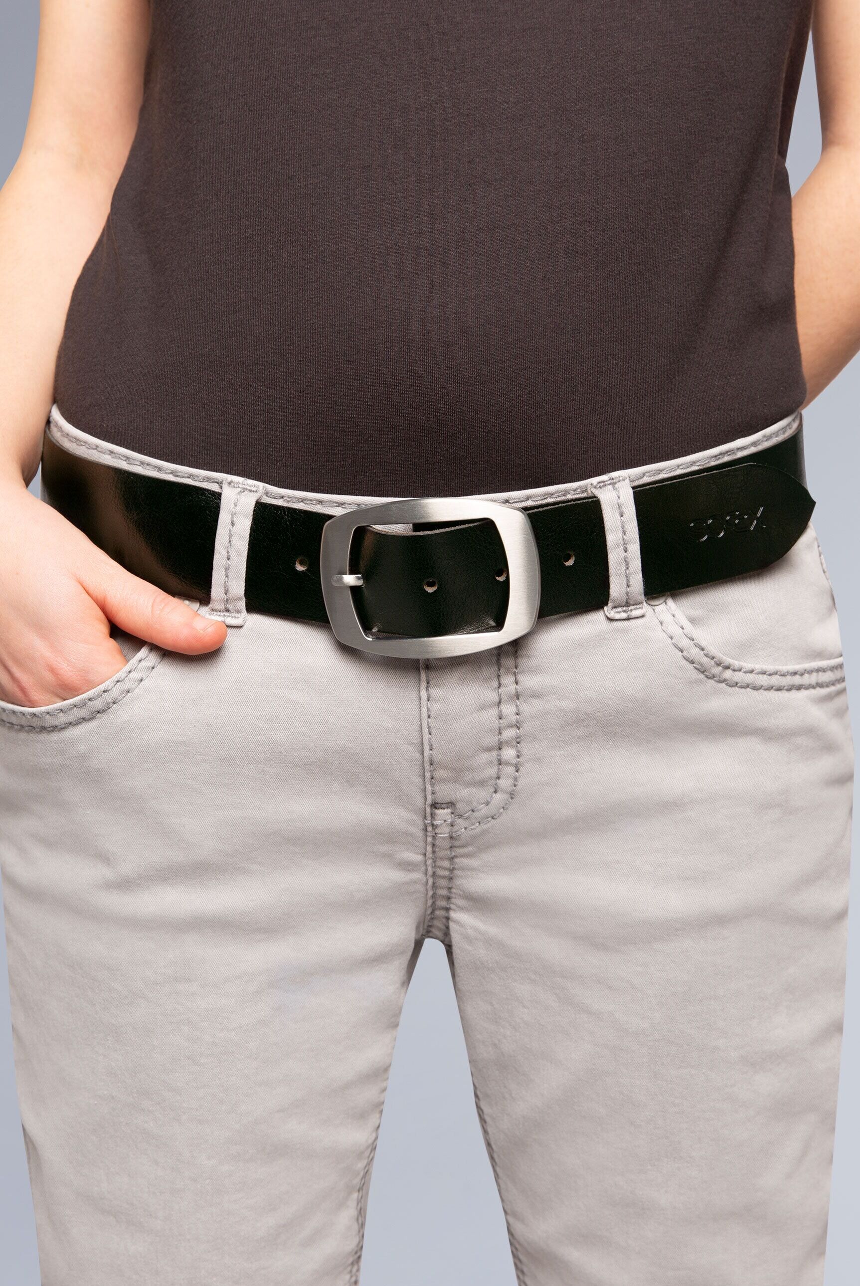 Ledergürtel SOCCX, Damen, Gr. 95, schwarz, Leder, unifarben, Gürtel Ledergürtel, mit allergikerfreundlichem Verschluss