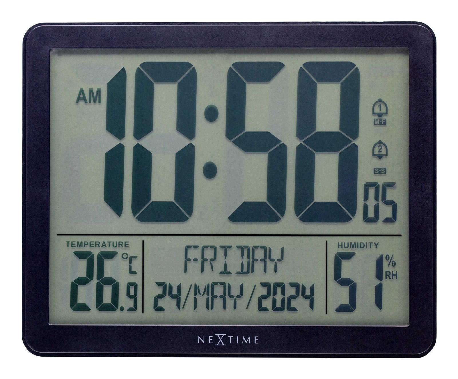 NeXtime Digitale radio-gestuurde klok met weerstation, zwart/wit