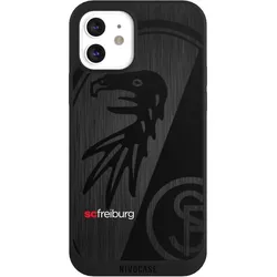 Nivocase Handyhülle für Apple iPhone 12 Hülle NIVOpure Case Schwarz Metallic Look Offizielles Lizenzprodukt (Apple iPhone 12), Smartphone Hülle, Silber, Schwarz