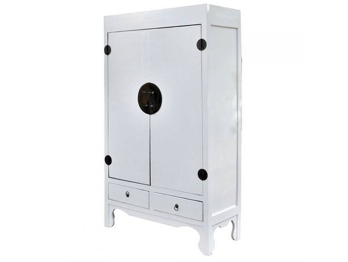 LebensWohnArt Mehrzweckschrank Hochzeitsschrank ASIA Antik-Weiß Shabby Chic ca. H175cm