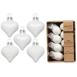 8 Christbaumschmuck Herzen 4cm Glas Christbaumkugeln matt & glänzend kleine Weihnachtskugeln Weihnachten Weihnachtsbaumschmuck Deko Weiß