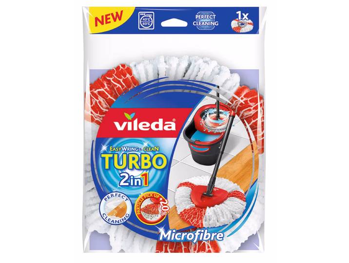 Vileda Wring & Clean Ersatz Ersatzbezug – Wischbezug/Ersatzbürste – weiss / rot