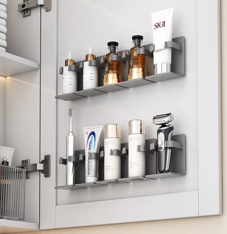 INF Wandmontierter Aufbewahrungsregal (Schwarz, 1 Stück) - Ideal für Bad, Toilette & Waschtisch