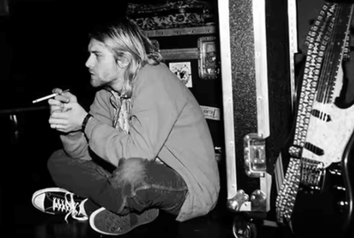 Inspire Curations Vintage Kurt Cobain Black & White Canvas Poster Retro Rock Wall Art Decor d 40x60cm No Frame