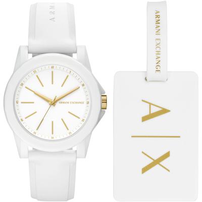 Quarzuhr ARMANI EXCHANGE, weiß (weiß, weiß), Armbanduhren, Damen, weiß, Quarzuhr, Armbanduhr, Damenuhr, Silikonarmband, Geschenkidee