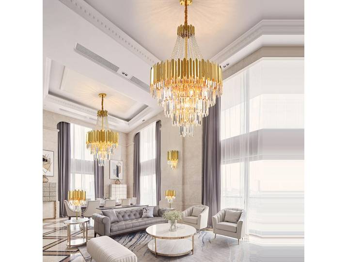LED postmoderne en acier inoxydable cristal Art déco Lustre éclairage Lustre Suspension Luminaire Lampen lampes suspendues pour Foyer