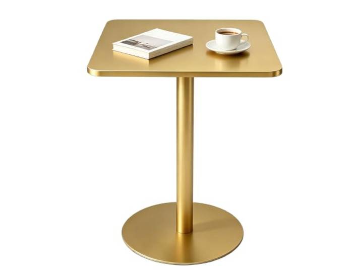 Yopappol Minimalistischer Couch-Beistelltisch Mit Einer Säule, Robuster Säulentisch Mit Runder Basis, Kompakter Kleiner Esszimmer-Bistrotisch Für Kleine Räume In Innenräumen(Gold,48x48x72cm)
