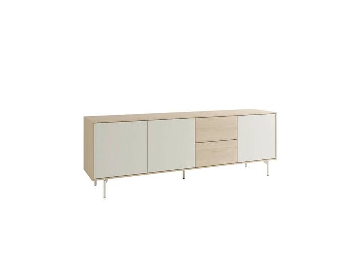 Schöner Wohnen Sideboard, Eiche Bianco, Seidengrau, Holzwerkstoff, 2 Schublade(n) Schubladen, 197x67x41 cm, stehend, Kleinmöbel, Kommoden, Sideboards