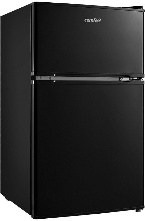 Living And Home 87L L Freestanding Mini Fridge with Freezer Black 47cm H X 47cm W X 55cm D