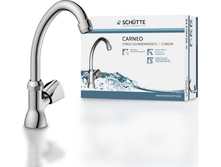 SCHÜTTE Waschtischarmatur CARNEO, Kaltwasserhahn, Wasserhahn Kaltwasser, Wasserhahn Bad Chrom