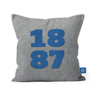 Dekokissen HAMBURGER SV "Hamburger SV Kissen HSV Kissen 1887", Gr. 1 Stk., grau (mehrfarbig), 100% Polyester, Dekokissen_Sitzkissen_Kissenhüllen