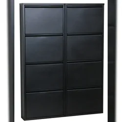 Ebuy24 Pisa Schuhschrank mit 8 Klappen/ Türen in Metall schwarz. Fertig montiert.