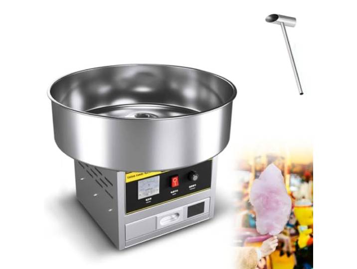 1200-W-Zuckerwattemaschine für Gewerbe, 6–7 Portionen pro Minute 45-cm-Edelstahlschüssel, praktischer Doppelschalter, Zuckerlöffel – geeignet für Jahrmärkte und gewerbliche Veranstaltungen