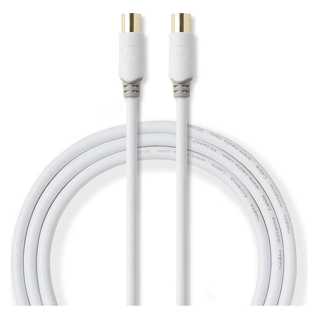 Nedis Koaxial Kabel IEC (Coax) Stecker IEC (Coax) Buchse Vergoldet 75 Ohm Doppelt geschirmt Unisex (75 dB, Antennenkabel) (CSBW40015WT10)