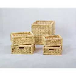 die Faktorei »Java-H« Korb-Set eckig 5-teilig Rattan honigfarben