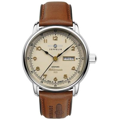 Automatikuhr ZEPPELIN "Méditerranée", braun (cognacfarben, beigefarben), Armbanduhren, Herren, silberfarben, Automatikuhr, Mechanische Uhr, Armbanduhr, Herrenuhr, Datum, Made in Germany