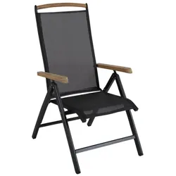 Gartenstuhl Andy von Brafab aus Teakholz und Aluminium, modern, verstellbare Rückenlehne, schwarz natur