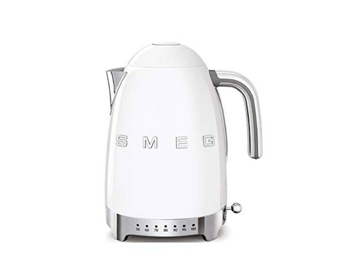 Smeg, Wasserkocher Temperatur regelbar KLF04WHEU 1,7L zuzüglich Temperaturniveaus, Anti-Limiden Filter, Wasserspiegelindikator, Stromversorgung 2400W, Weiß