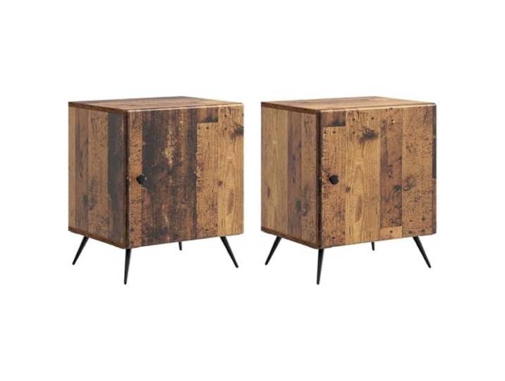 Coespram Nachttisch 2er Set Altholz-Optik 43x34,5x50 cm Holzwerkstoff Kompakte Beistelltische im 2er Set mit Schublade und Fach. Ideal als Nachttisch für Schlafzimmer und Wohnzimmer.