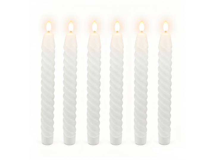 LED Stabkerzen 6er-Set Weiss