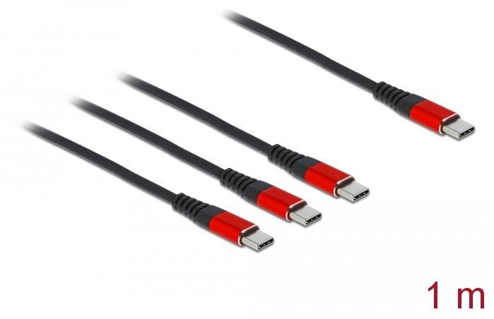 Delock 86713 USB 3-in-1 laadkabel van USB Type-C naar 3 x USB Type-C, 1m