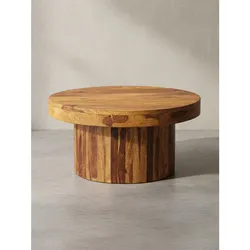 KADIMA DESIGN Massivholz Couchtisch, Sheesham, Braun Lackiert, 60x60x30 cm, robuster Sockelfuß.