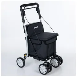 CARLETTEinkaufstrolley Einkaufswagen Shopping Trolley Rollatoren für SeniorenMaximale Sitzbelastung 125 kg, 30L, Wasserdichte Tasche aus Polyester-Schwarz