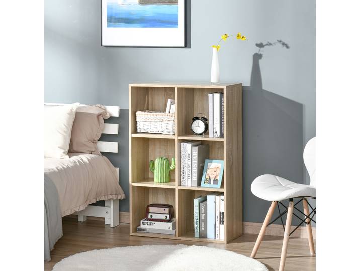 HOMCOM Bibliothèque Moderne 6 Cubes Bois Chêne 65,5x30x97,5 cm
