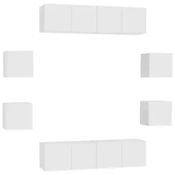 vidaXL 8-tlg. TV-Schrank-Set Weiß Holzwerkstoff