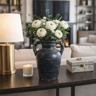 Sagebrook Home Decorative Textured Amphora Table Vase with Twisted Handles