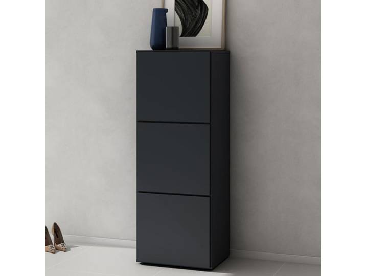 Sogood Meuble à Chaussures Gris Noir Mat 45x120cm Rangement Armoire à Chaussures 6 Compartiments Range-Chaussures 02