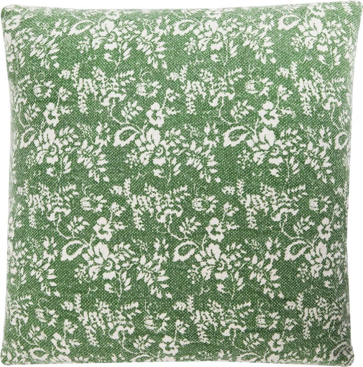 Linen & More Sierkussen Flower Garden Peppermint Groen, 60 x 60 cm