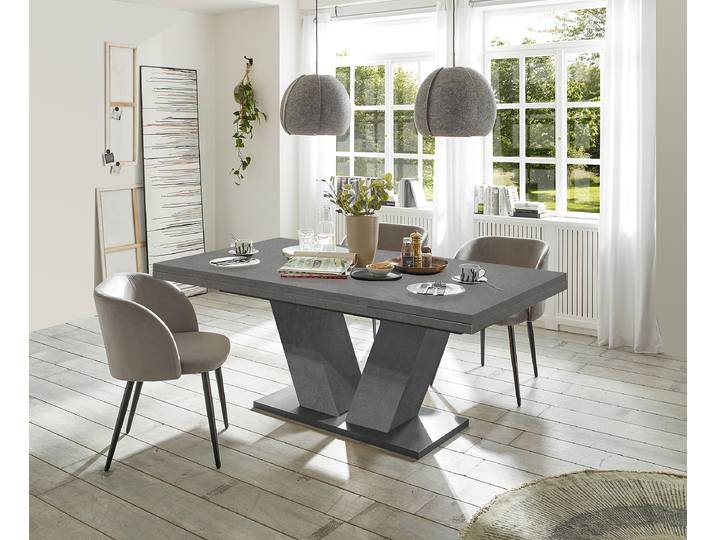 Table extensible Umlani 180cm Marron/Gris/Noir/Graphite Trapézoïdal