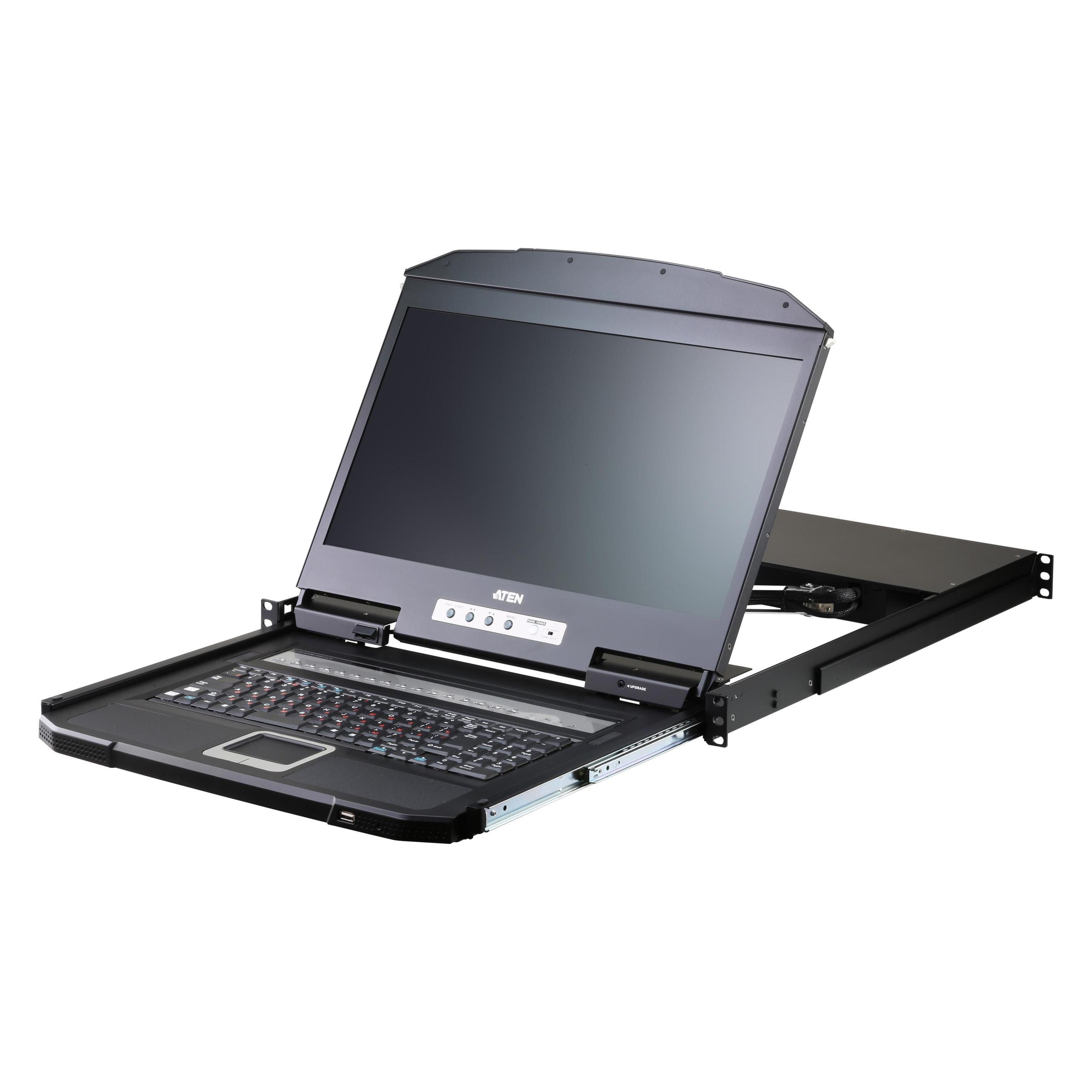 Aten CL3116NX KVM-Switch, 18,5Zoll TFT, VGA, PS/2-USB, 16 Port, DE-Layout (CL3116NX-ATA-GG)