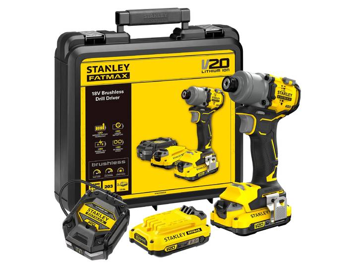 STANLEY FATMAX V20 Visseuse à Impacts 203 Nm Brushless - Lithium 18V - 2 Batteries 2 Ah - SFMCF830D2K-QW