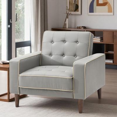 "36"" PU Chair Bed with Square Arms and Convertible Design and Easy Assembly"