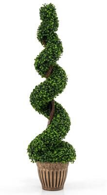 1/2 PCS Artificial Boxwood Spiral Trees Plant Decor for Home Office