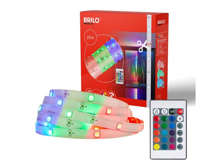 BRILONER LEUCHTEN LED-Streifen LED-Stripes , bunt (weiß, neutral), Gesamtlänge 20m, Lichterketten, LED-Streifen