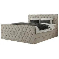 Boxspringbett mit Bettkasten  ¦ beige ¦ Maße (cm): B: 201 H: 110