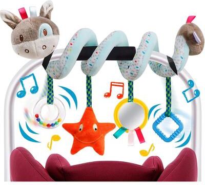 Perfect Picks Market Spiral Baby Stroller Toy Sensory Activity Plush For Car Seat Crib And Travel donkey V